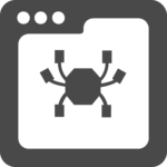 A black-and-white picture of a spider in a screen.